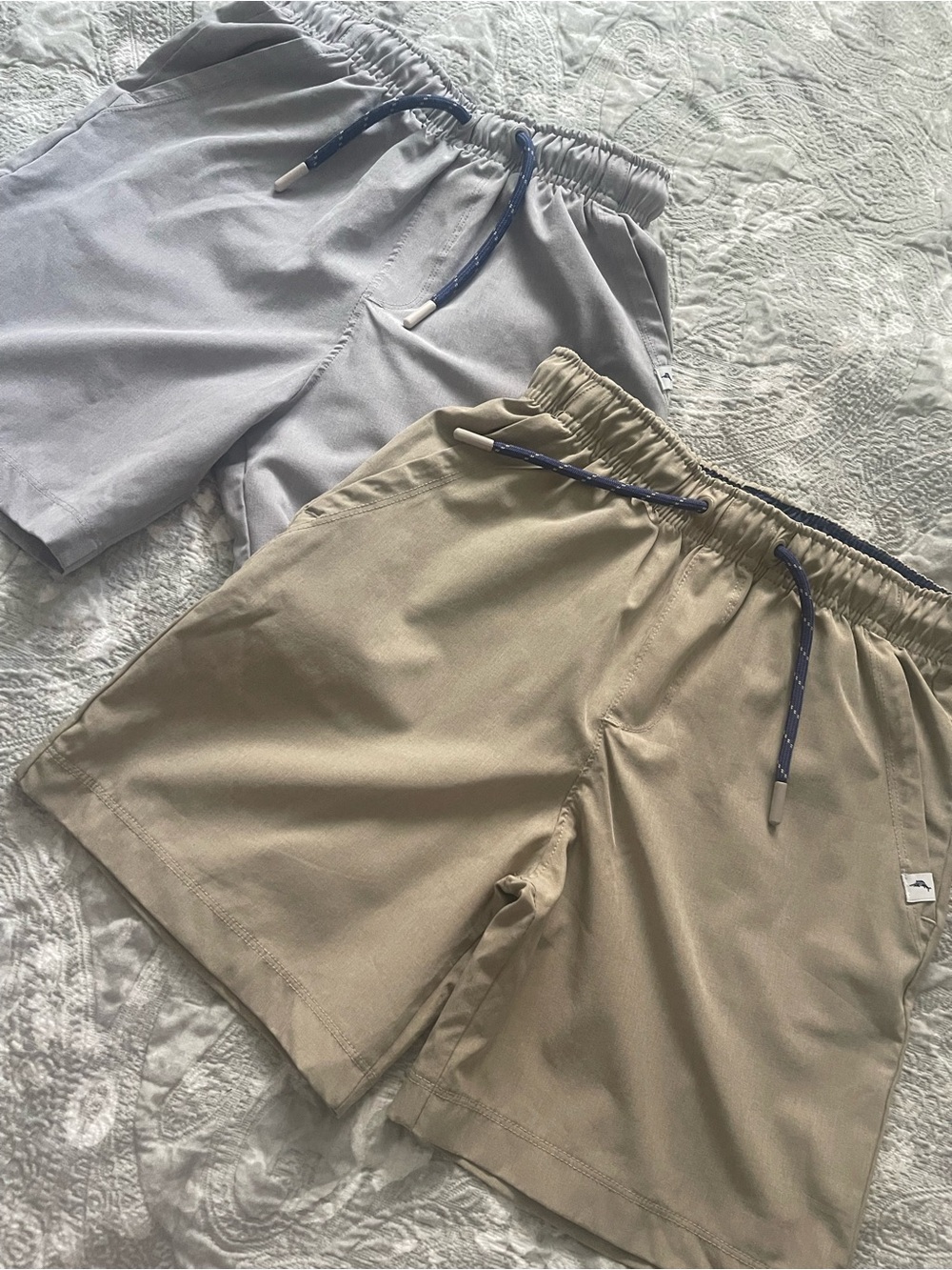 Tommy Bahama Kids Drawstring Shorts in Light Gray & Khaki